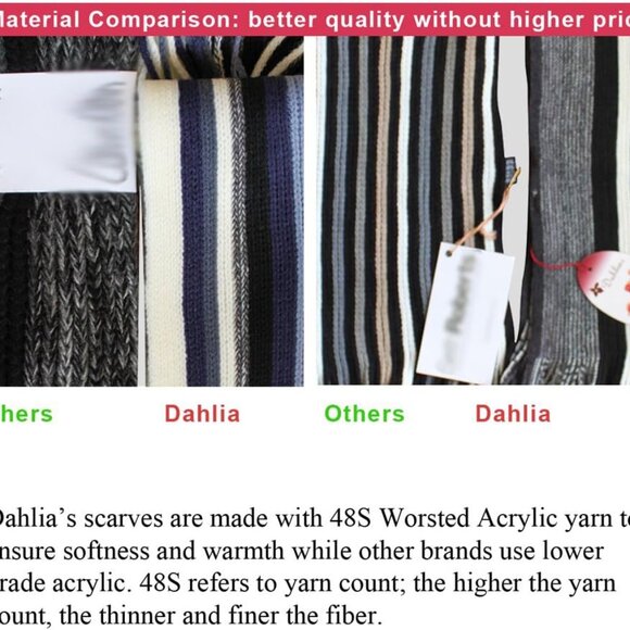 Mens Winter Scarf - Synthetic Wool, Extra Long & Warm, Striped Knit - Picture 6 of 7